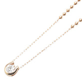 K18PG ピンクゴールド ダイヤ0.16ct プチ ネックレス レディース 【中古】